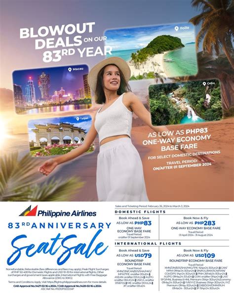 philippine airlines promo ticket 2024|PHILIPPINE AIRLINES KICKS OFF 83rd ANNIVERSARY BLOWOUT DEALS.